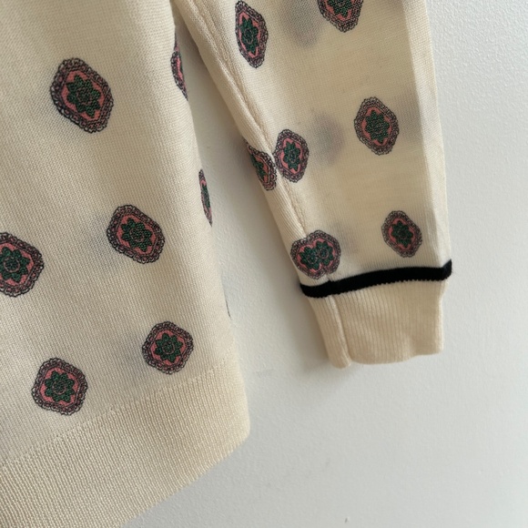 J. Crew Cream Sweater with Black and Red Pattern - Picture 5 of 10